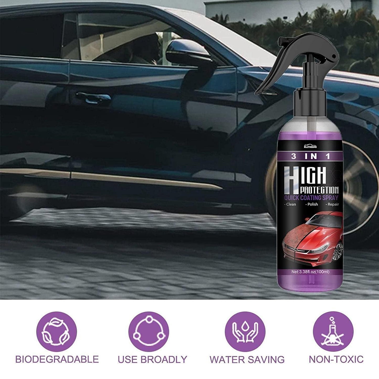 Car Scratch Remover & Hydrophobic Coating Spray – (Pack of 2)