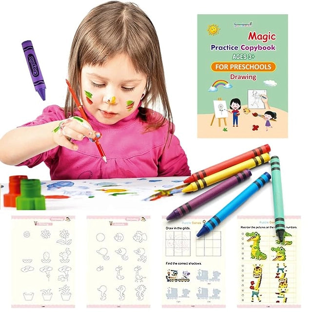 Reusable Handwriting Practice Copy Book with Magic Pen & Refills
