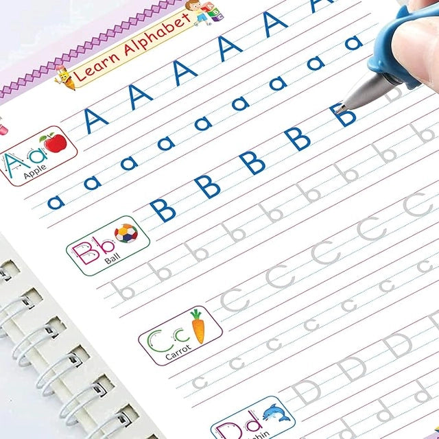 Reusable Handwriting Practice Copy Book with Magic Pen & Refills