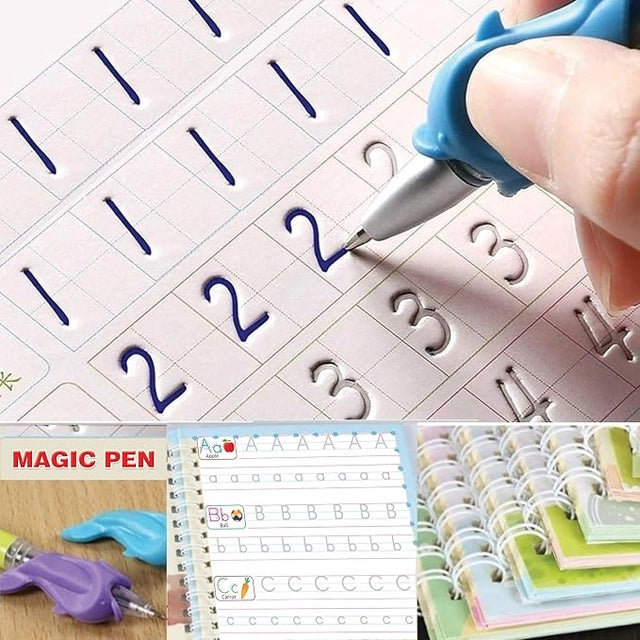 Reusable Handwriting Practice Copy Book with Magic Pen & Refills
